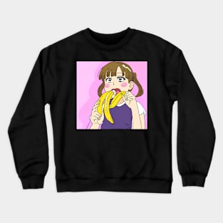 Cute girl eating banana Crewneck Sweatshirt